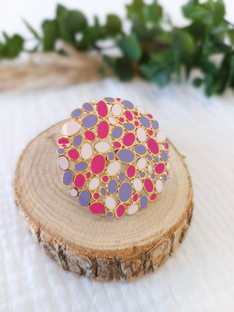 Bague - Hortensia rose et mauve