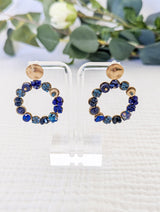 Boucles d'oreilles - Ixora bleu et doré