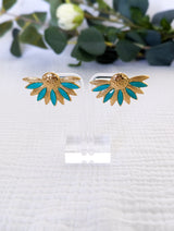 Boucles d'oreilles - Mandevilla turquoise et doré