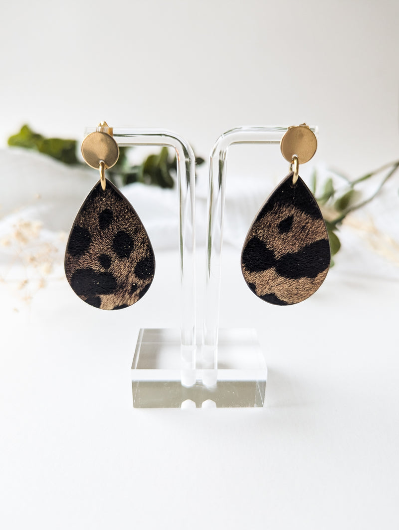 Boucles d'oreilles - Cuir léopard upcyclé