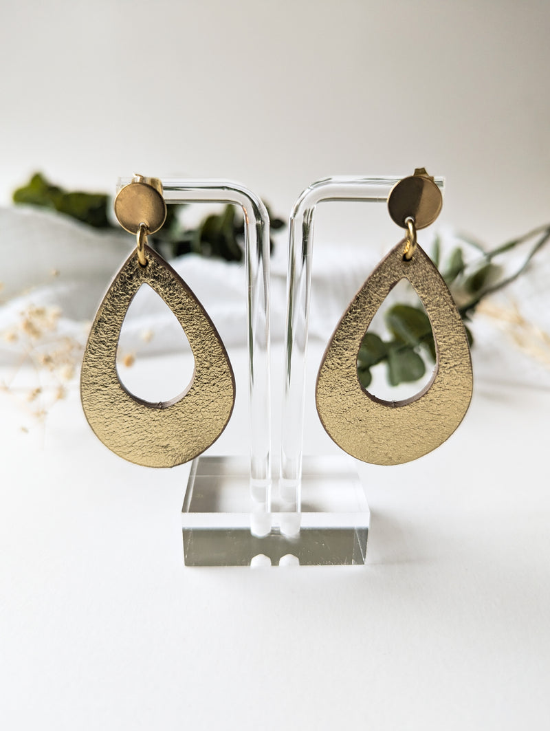 Boucles d'oreilles - Cuir doré upcyclé